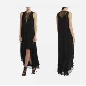 BCBG MaxAzria Cassidy sleeveless lace Yoke high low dress size 2 black